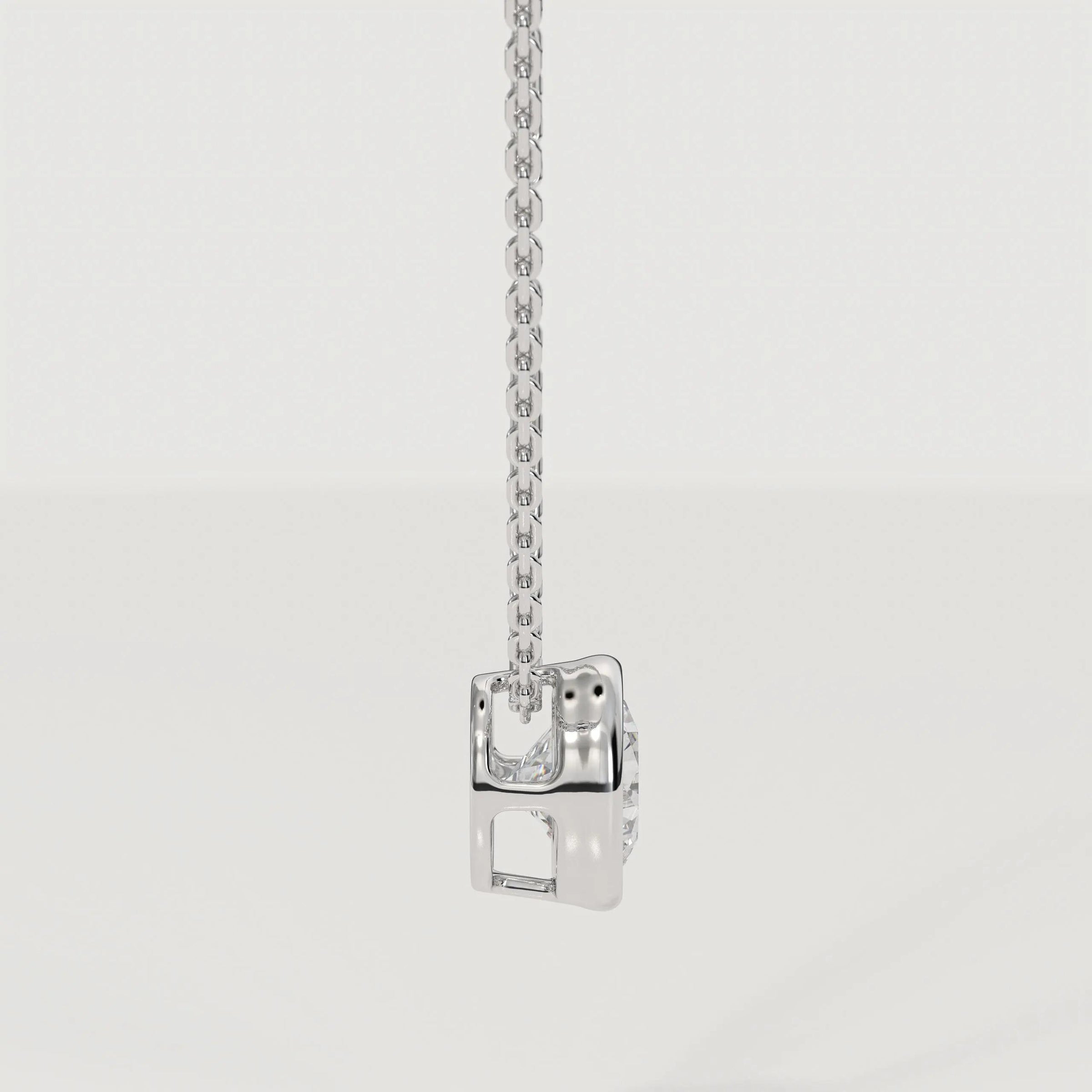 14K Gold Round Solitaire Diamond Necklace