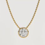 Round Solitaire Pendant Necklace, 14K Gold Bezel Diamond Necklace, Dainty Necklace, Modern Handmade Jewelry, Necklace for women