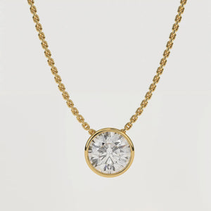 14K Gold Round Solitaire Diamond Necklace
