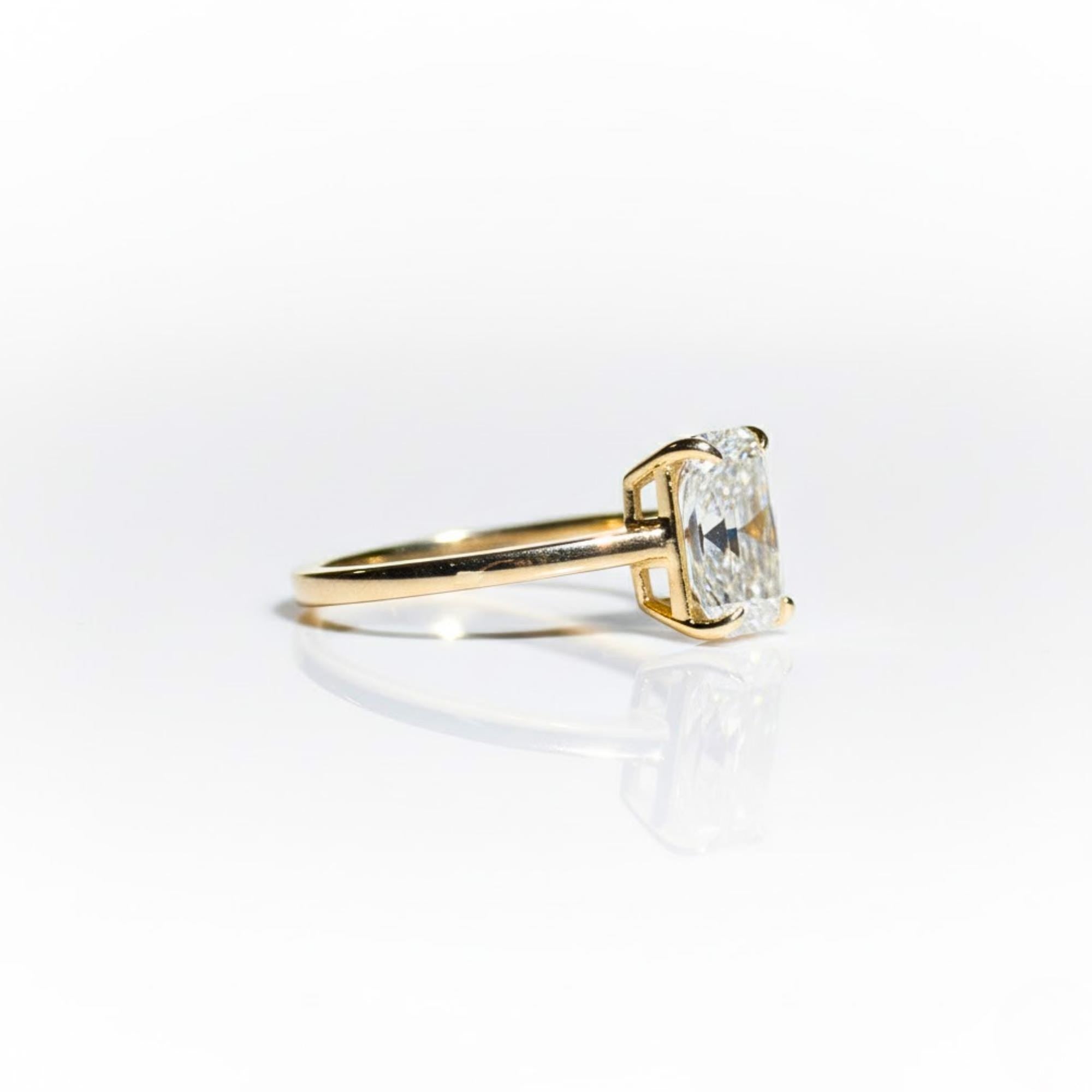 Elongated Cushion Cut Solitaire Engagement Ring