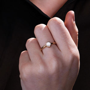 Round Bezel Moissanite Diamond Engagement Ring