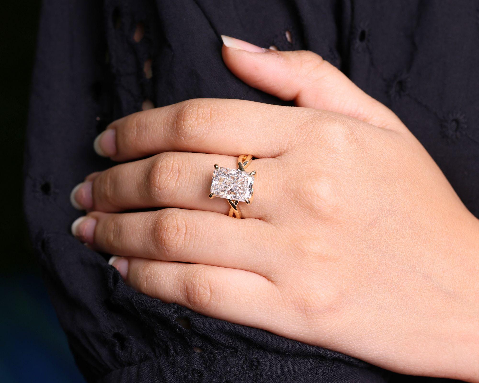 6 CT Radiant Cut Lab Grown Diamond Ring