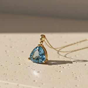 London Blue Topaz Pendant Necklace, 14K Gold
