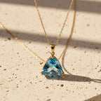 Handmade London Blue Topaz Pendant Necklace: 14K Gold or Sterling Silver