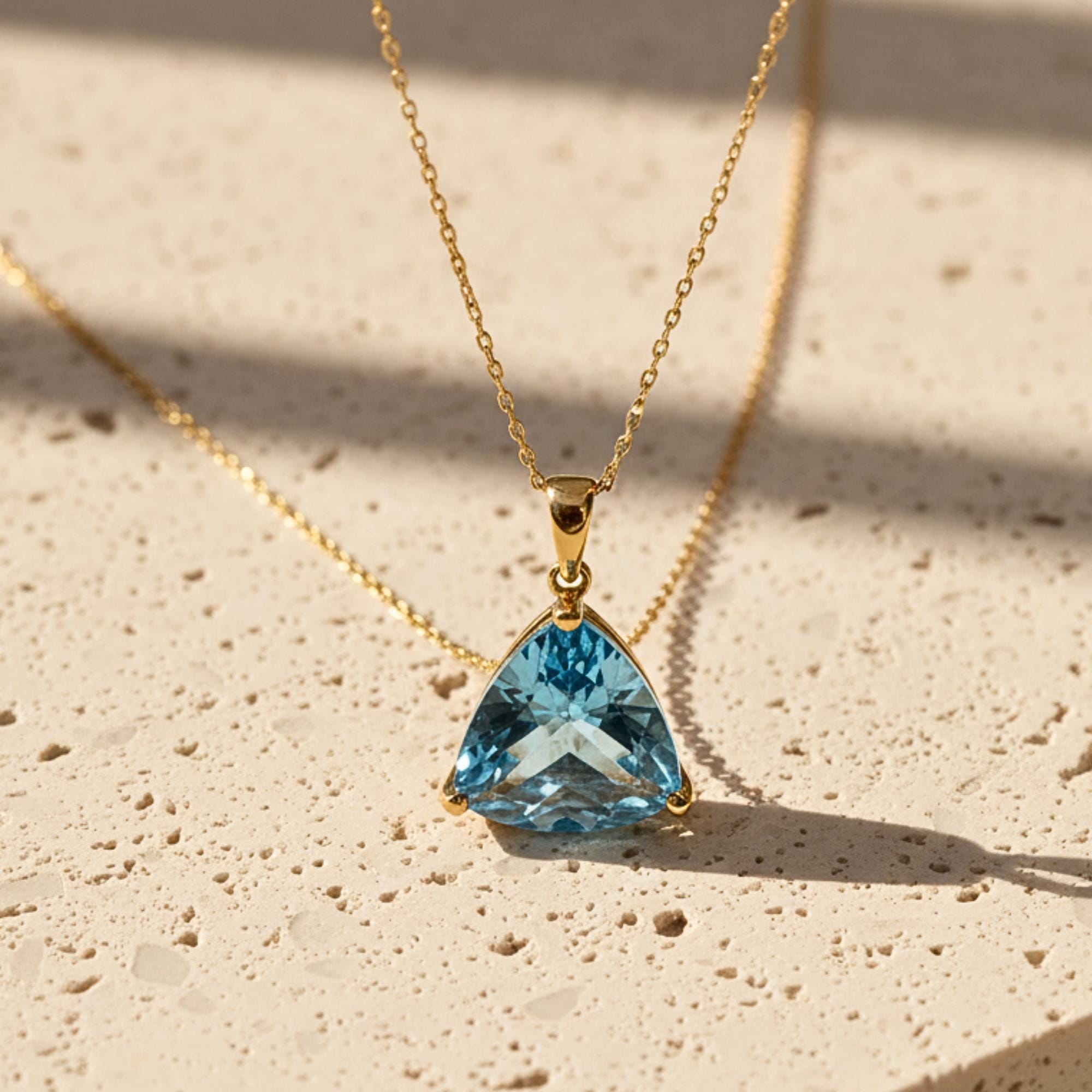 London Blue Topaz Pendant Necklace, 14K Gold