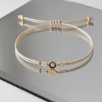 Solitaire Diamond Thread Bracelet, 14k Gold Bezel, lab Grown Diamond Charm, Red or Black String, Minimalist Jewelry, Gift for Her