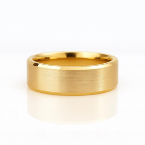 6mm Matte Beveled Comfort Fit Gold Wedding Band