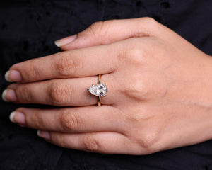 2.5 CT Pear Lab Grown Diamond Solitaire Cathedral Ring