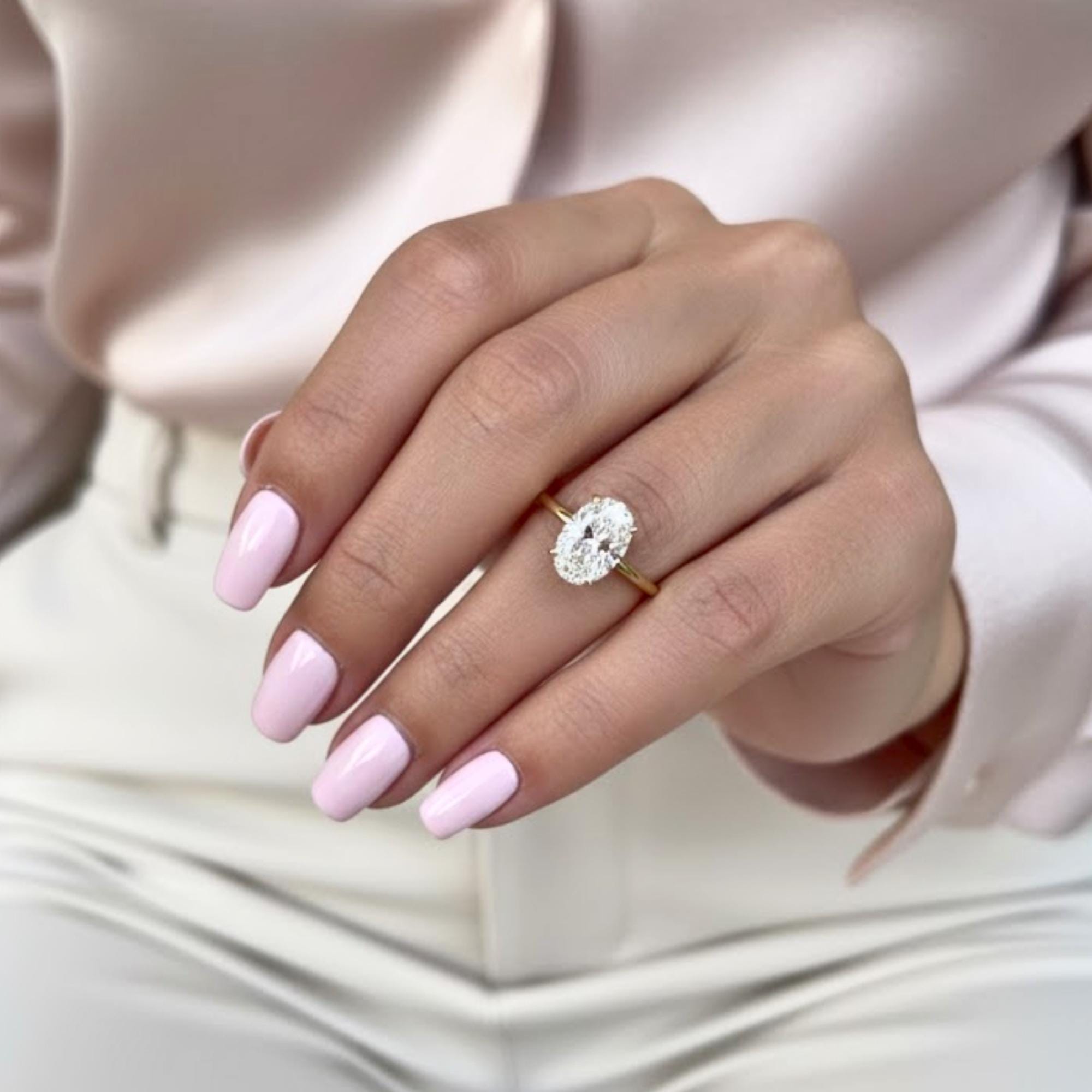 Oval Lab Diamond Solitaire Engagement Ring