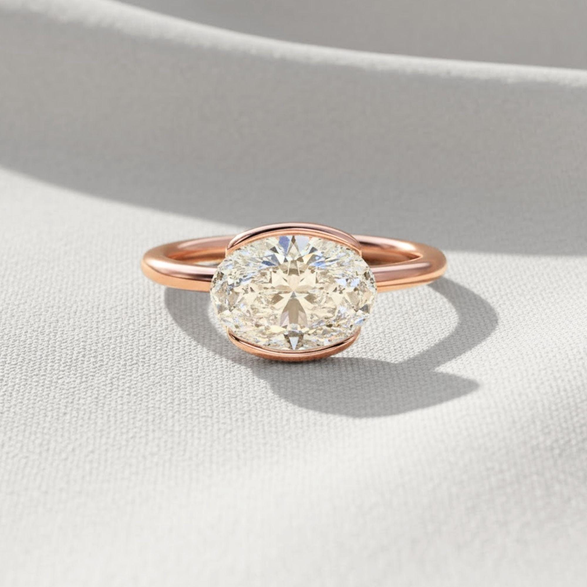 Oval Lab Grown Diamond Solitaire Ring, 14K Gold