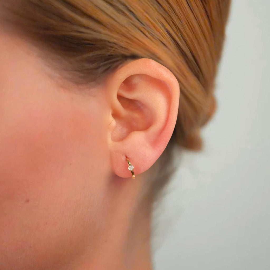 14K Gold Diamond Hoop Earrings Small Hoop Earrings Gold Hoops Diamond Earrings Large Hoop Earrings Mothers Day Gift Mom Gift for Her