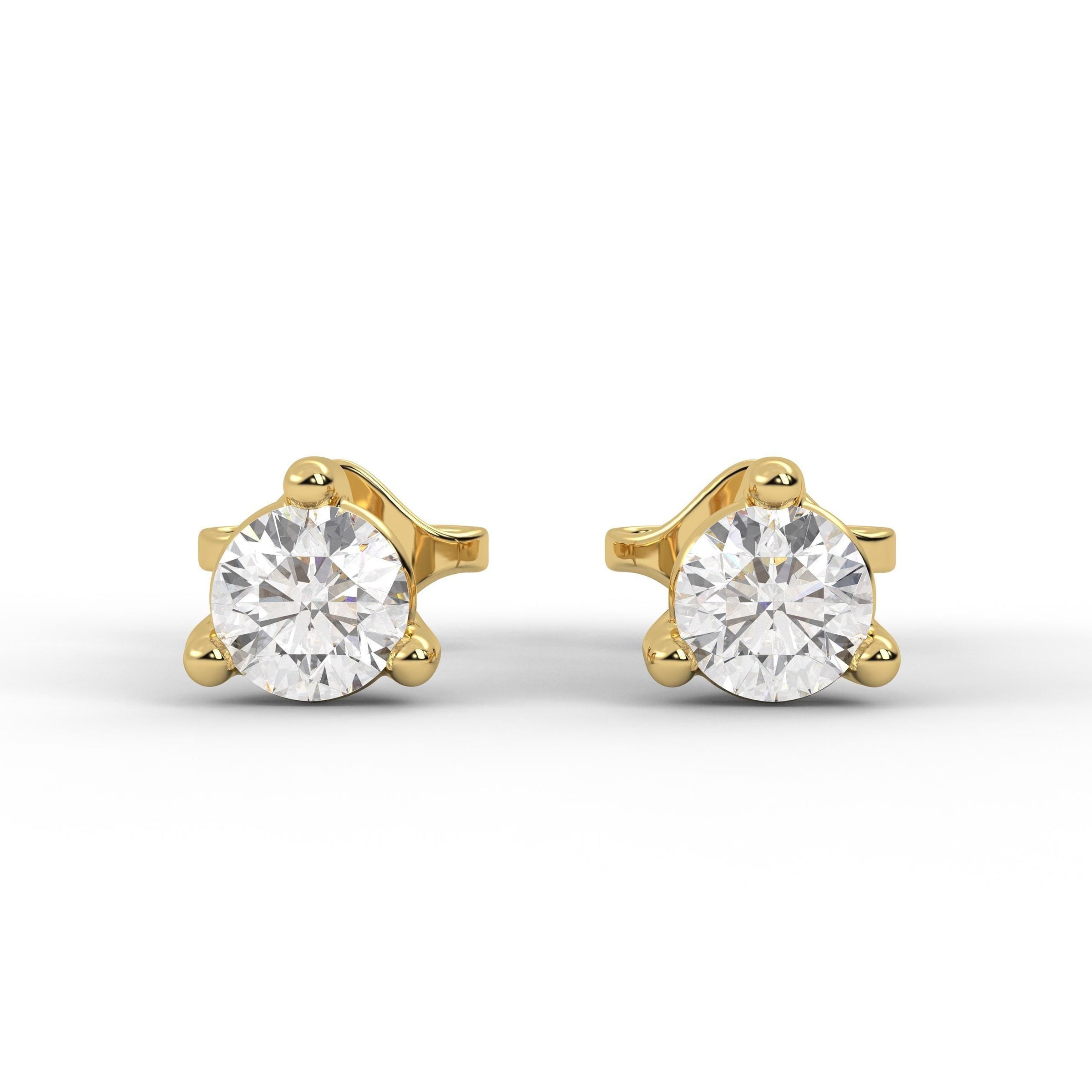 Lab Grown Diamond Stud Earrings, 14K Solid Gold