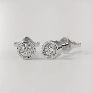 0.20 CT Round Diamond Stud Earrings, 14K Gold
