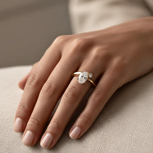 Oval Lab Diamond Bypass Engagement Ring