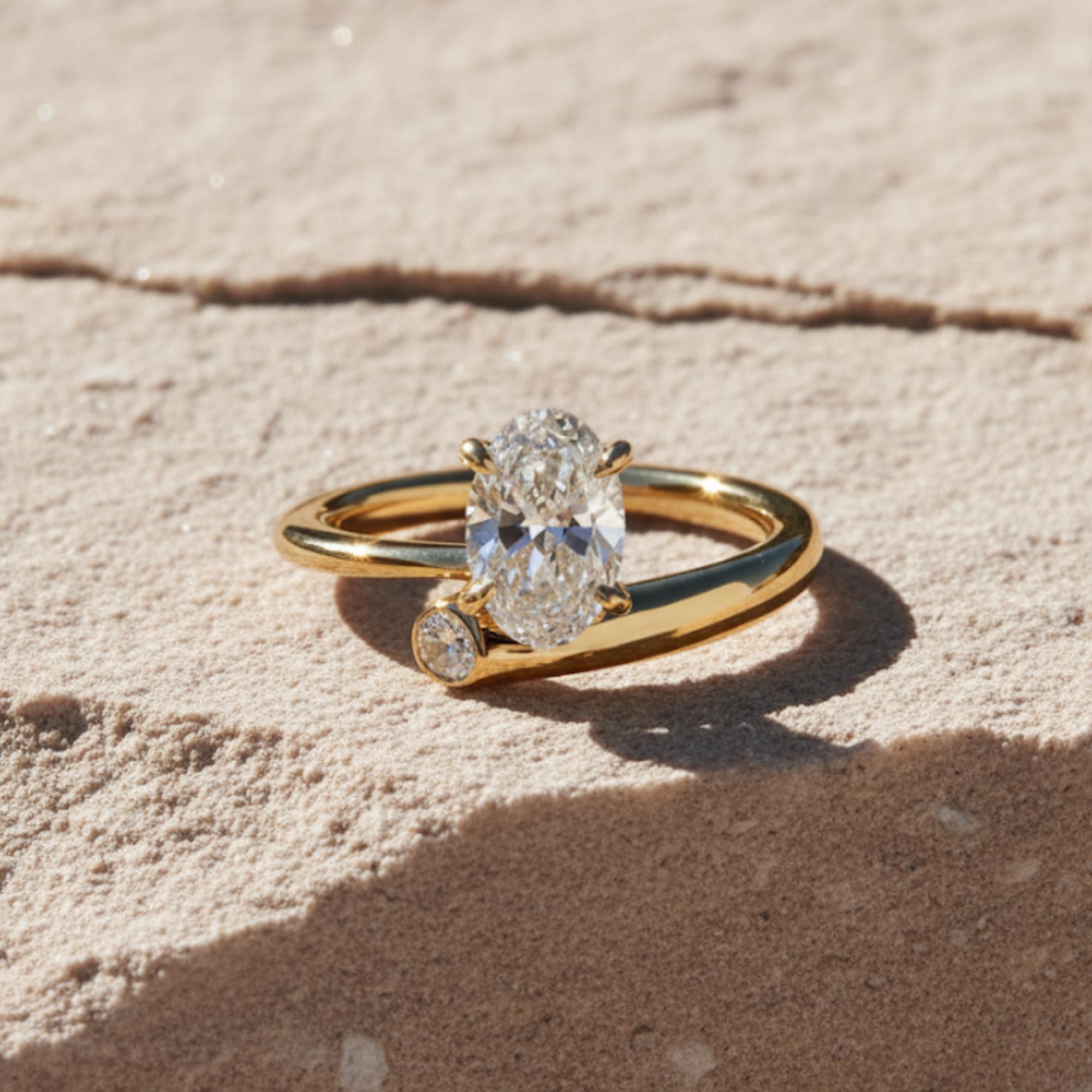 Oval Lab Diamond Bypass Engagement Ring