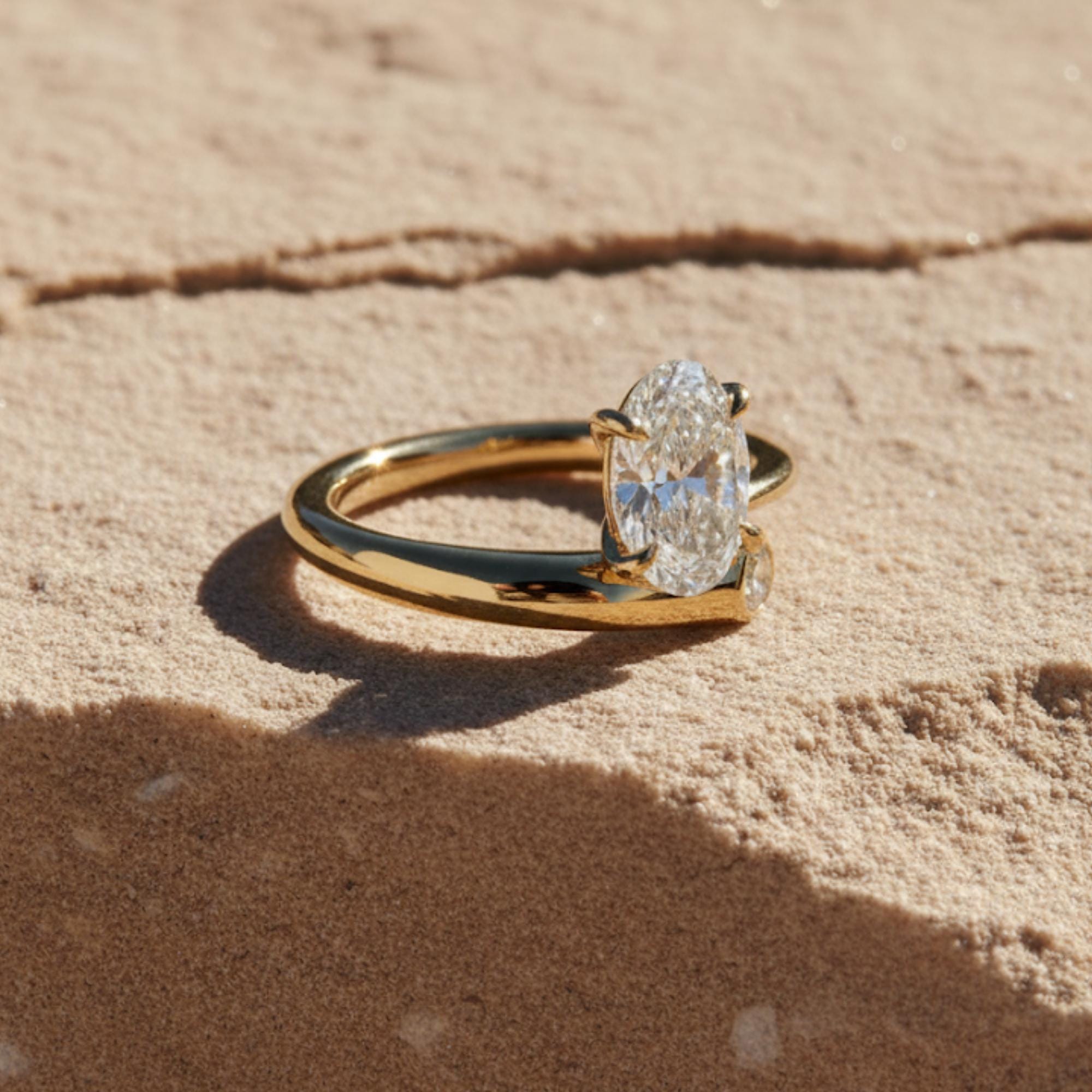 Oval Lab Diamond Bypass Engagement Ring