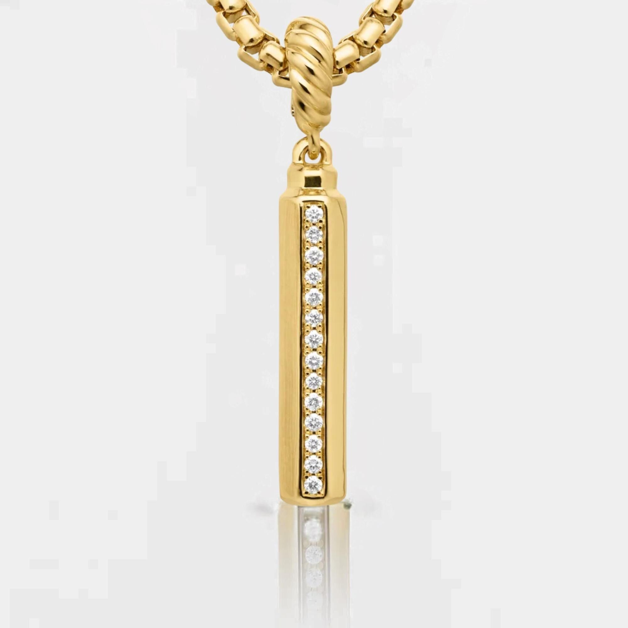 Diamond Curved Bar Necklace, Dainty Minimalist Pendant