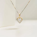 14k Gold Diamond Heart Necklace / Lab Diamond Heart Necklace / Solid Gold Heart Pendant for Women /Sterling Silver Dancing Pendant