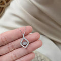 14k Solid Gold Dancing Diamond Necklace, Lab Grown Moving Diamond Pendant, Floating Diamond Charm, Real White Gold Fine Jewelry For Mom