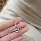 14k Solid Gold Dancing Diamond Necklace, Lab Grown Moving Diamond Pendant, Floating Diamond Charm, Real White Gold Fine Jewelry For Mom