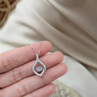 14K Solid Gold Lab Diamond Dancing Pendant Necklace