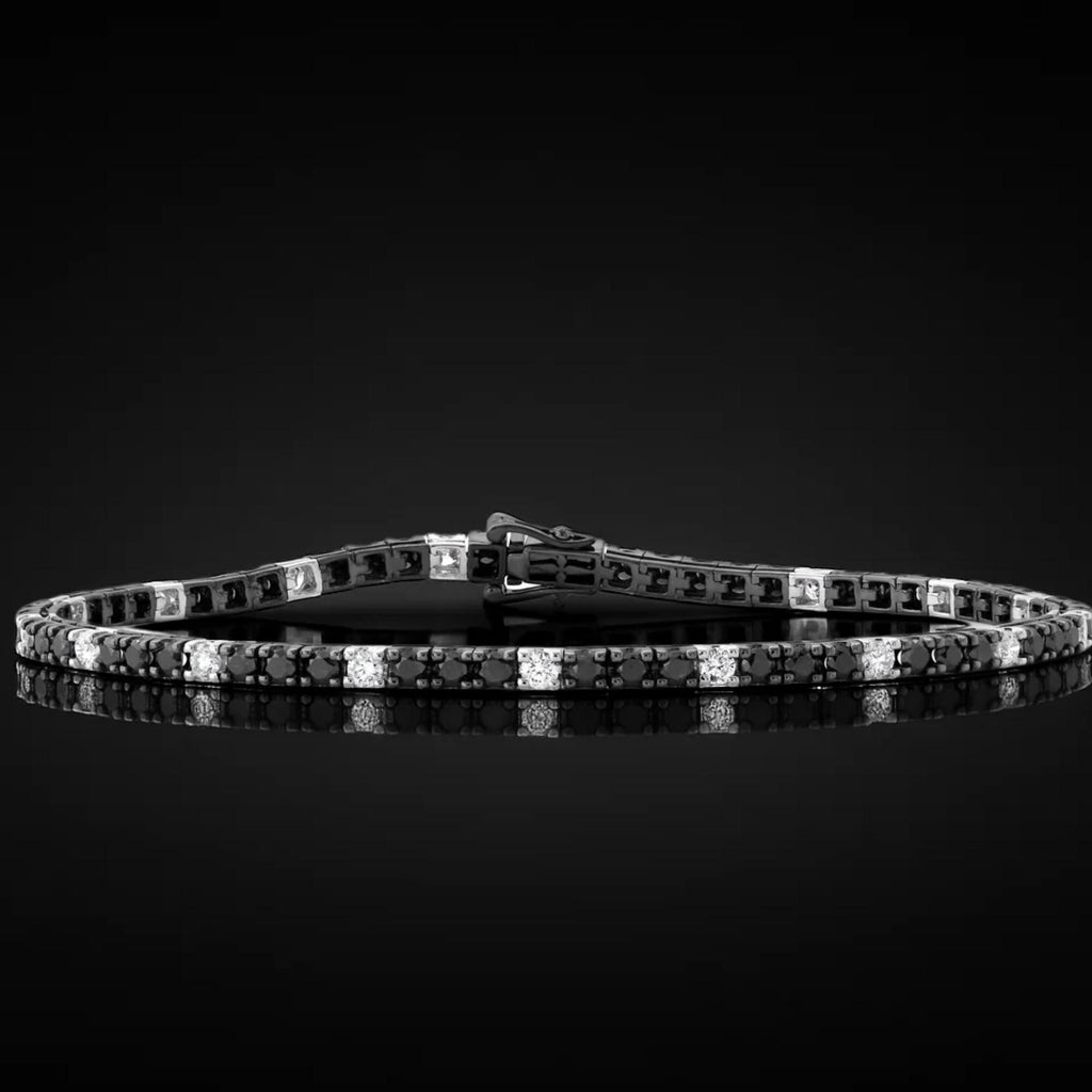 Black Diamond Tennis Bracelet, 2.34ct Lab Grown Diamonds, 14K Gold, Elegant Eternity Jewelry for Men and Women, 7 Inch Gift