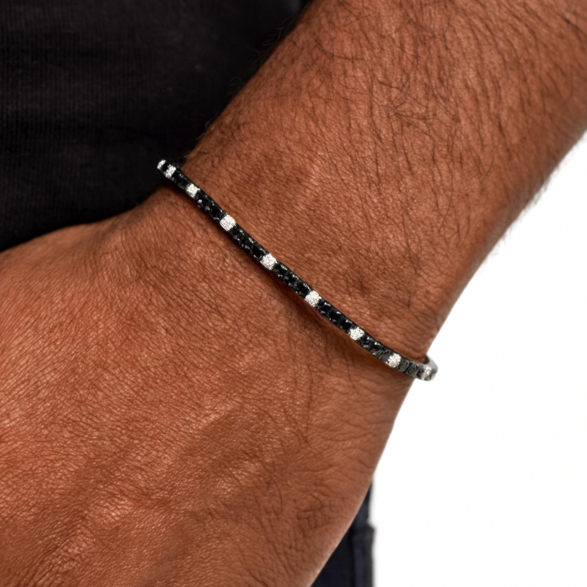 Black Lab Grown Diamond Tennis Bracelet in 14K Gold