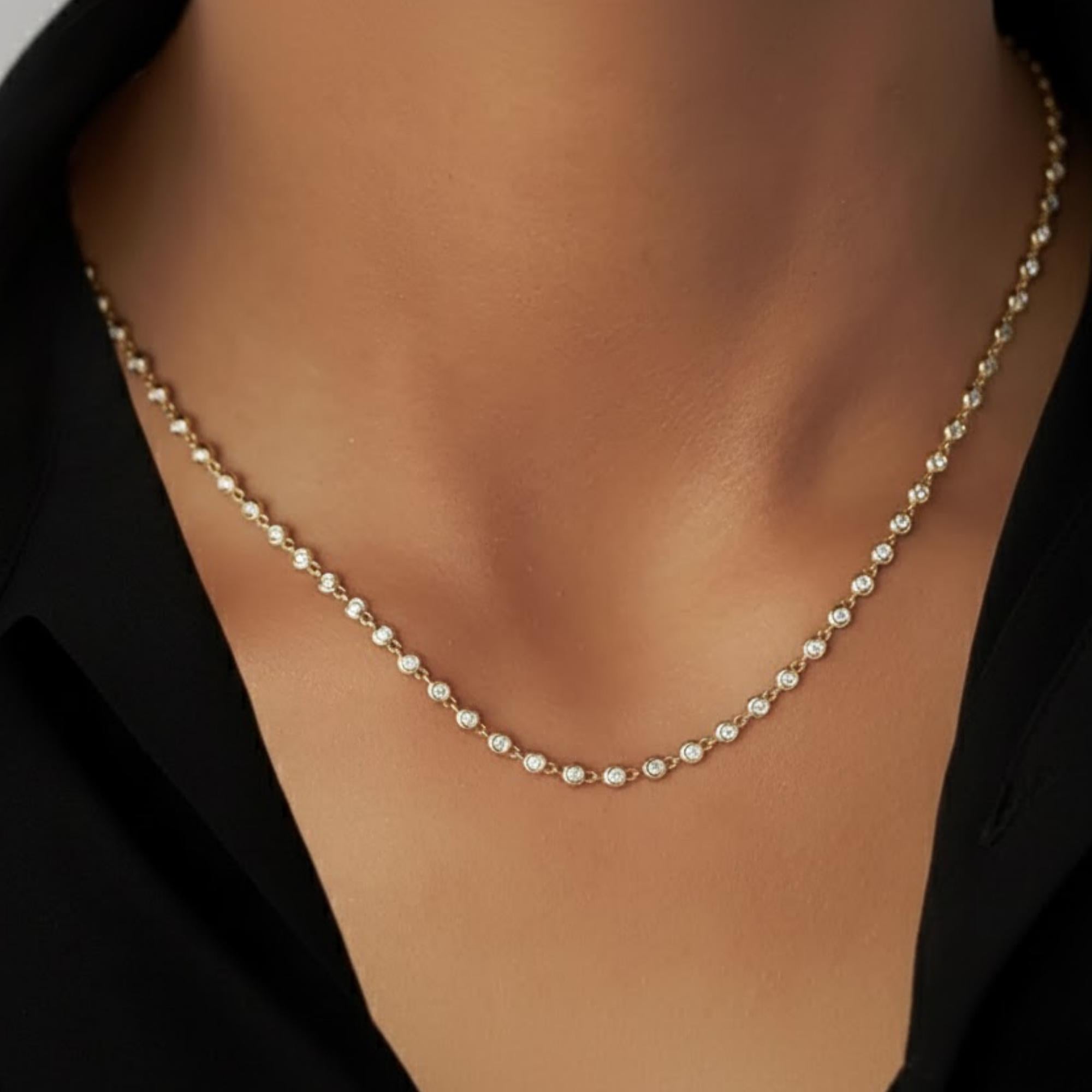 Lab Create Round Diamond Tennis Necklace