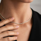 Tennis Necklace/ Diamond Tennis Necklace /Silver Bezel Set Diamond Tennis Necklace/ Multistone Diamond Layering Necklace