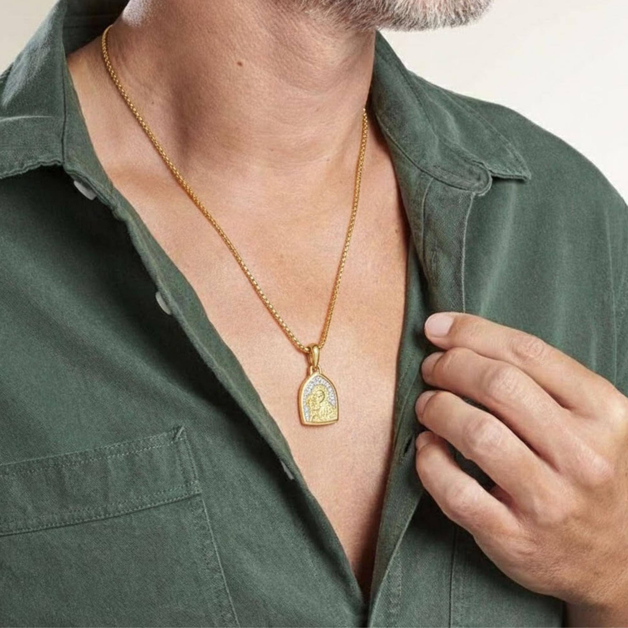 St Anthony Religious Pendant in 14K Gold Plated