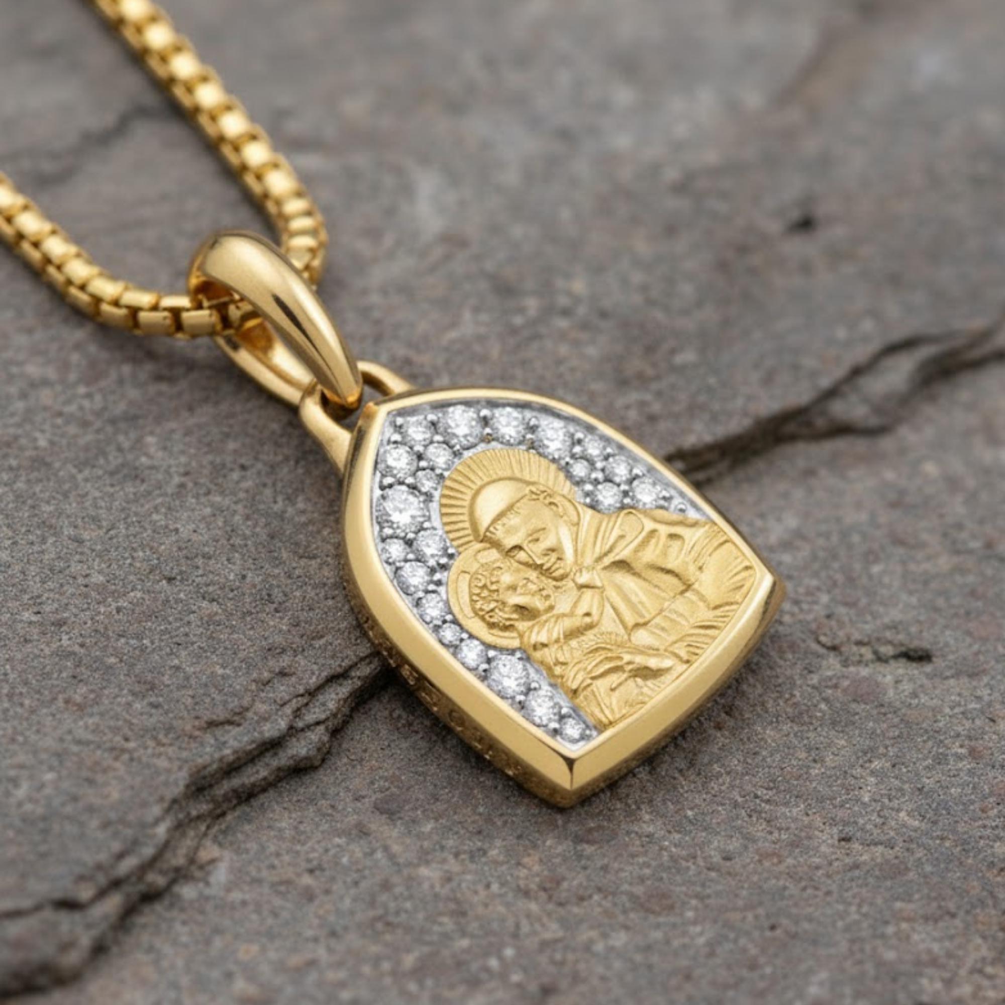 St Anthony Religious Pendant in 14K Gold Plated