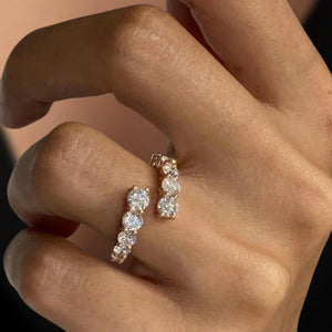 Round Lab Diamond Bypass Ring, 14K Rose Gold