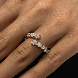 14K Solid Gold Round Moissanite Bypass Wedding Ring
