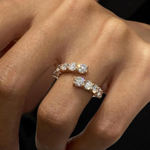 14K Solid Gold Round Moissanite Bypass Wedding Ring