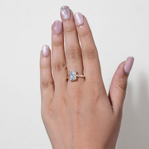 Elongated Cushion Cut Solitaire Engagement Ring