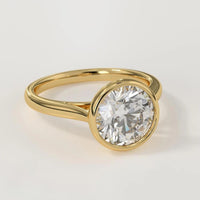 Round Bezel Moissanite Diamond Engagement Ring