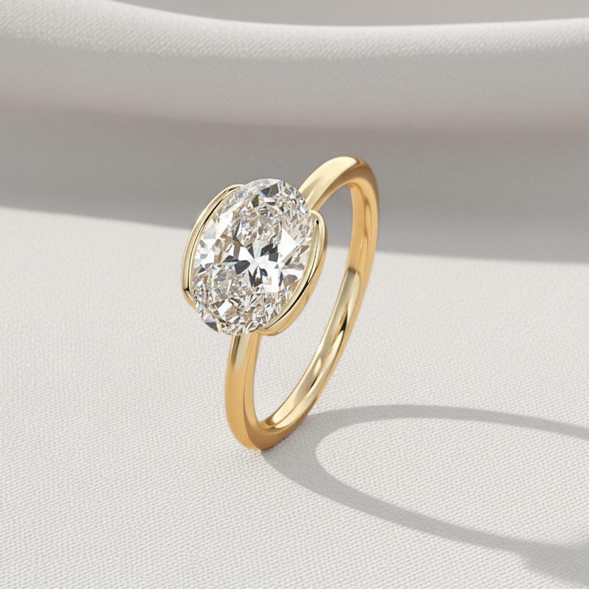 Oval Lab Grown Diamond Solitaire Ring, 14K Gold