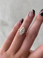 Marquise Diamond Engagement Ring Lab Grown Diamond Anniversary Ring Unique Proposal Ring for Her Six Claw Prong Setting Ring Gift .