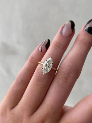 Marquise Lab Diamond Engagement Ring, Six Claw Prong