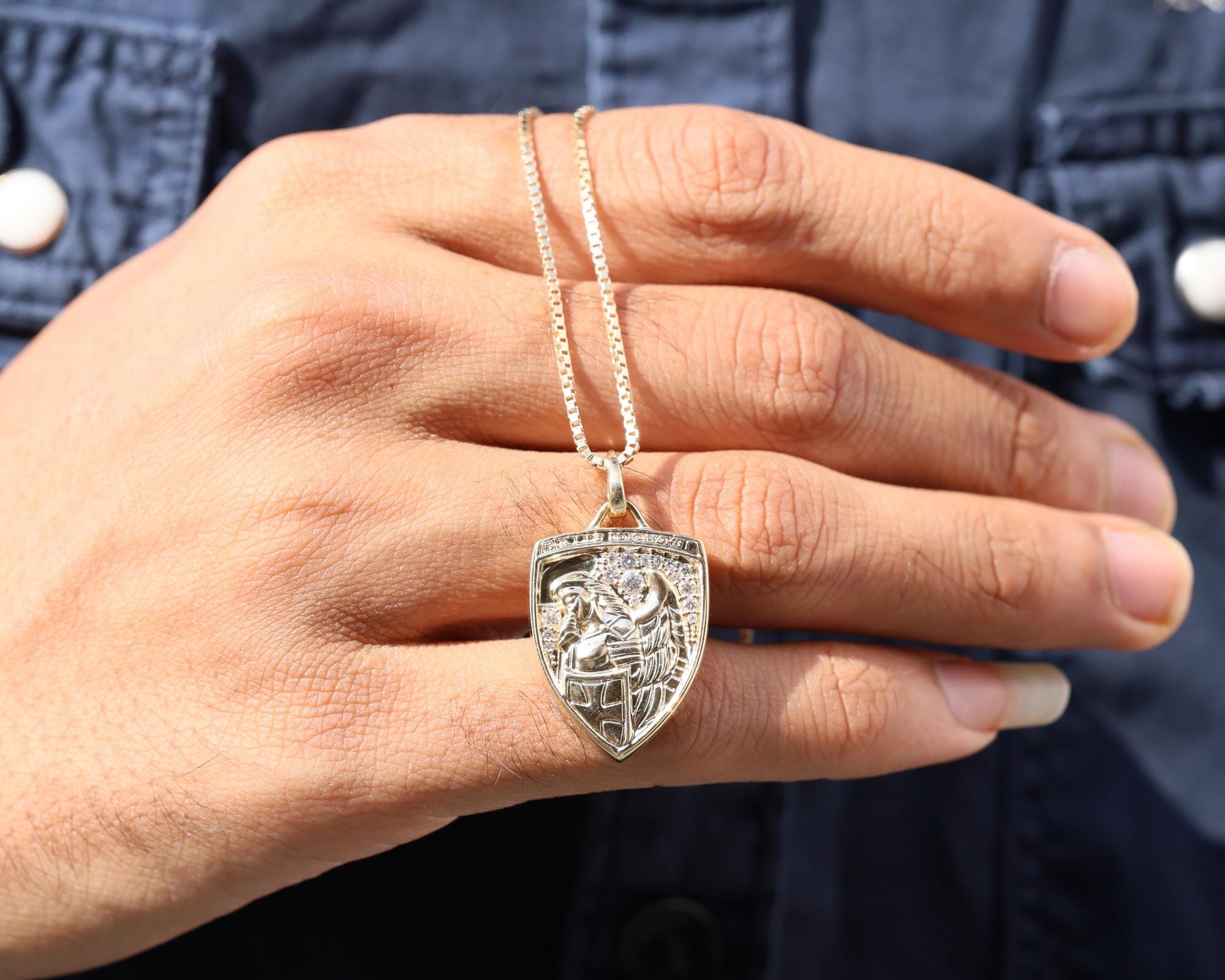St. Michael Archangel Pendant Necklace, 925 Sterling Silver