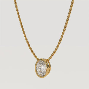 Oval Lab Diamond Bezel Pendant Necklace