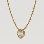Oval Necklace, Solitaire Necklace, Pendant Necklace, Moissanite Pendant, Dainty Gold Necklace, Bridal Jewelry, Layering Necklace