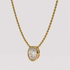 Oval Moissanite Solitaire Pendant Necklace, Dainty Gold