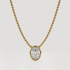 Oval Necklace, Solitaire Necklace, Pendant Necklace, Moissanite Pendant, Dainty Gold Necklace, Bridal Jewelry, Layering Necklace