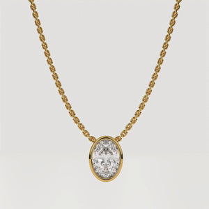 Oval Moissanite Solitaire Pendant Necklace, Dainty Gold