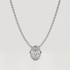 Oval Necklace, Solitaire Necklace, Pendant Necklace, Moissanite Pendant, Dainty Gold Necklace, Bridal Jewelry, Layering Necklace