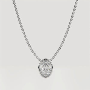 Oval Moissanite Solitaire Pendant Necklace, Dainty Gold