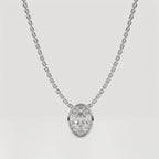Oval Shape Lab Diamond Wedding Necklace /Bezel Set Hand Made Diamond Solitaire Pendant / Eco Friendly Diamond Minimalist Necklace