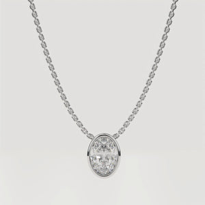 Oval Lab Diamond Bezel Pendant Necklace