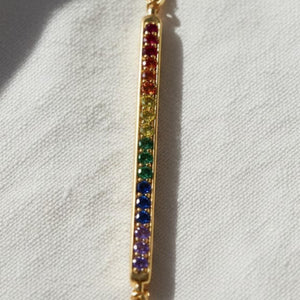 Rainbow Lab Diamond Tennis Bracelet, 14K Gold